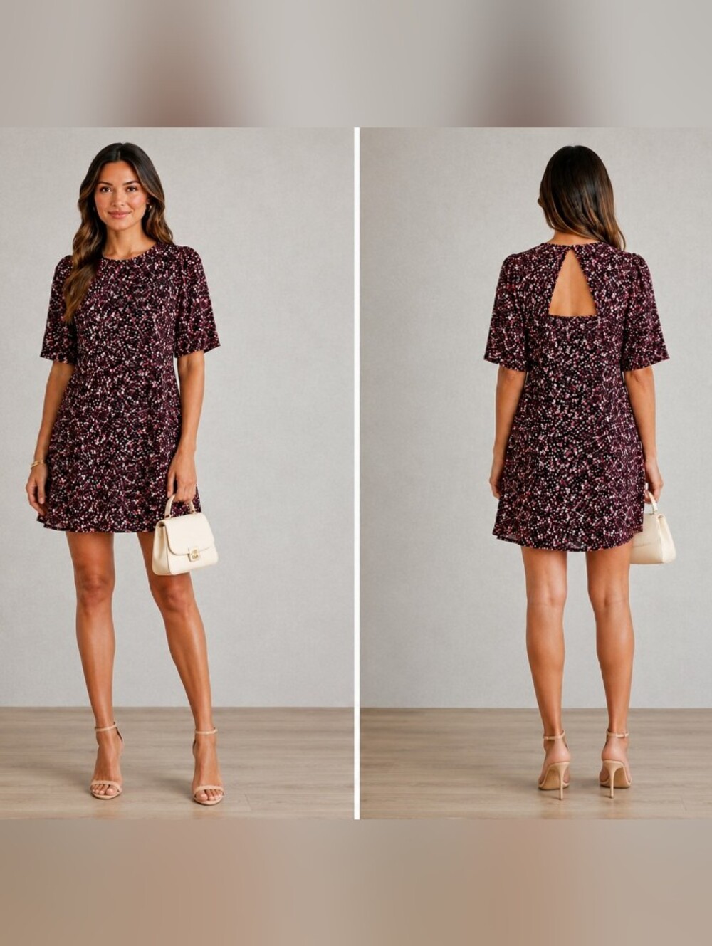 Old Navy Fit And Flare Keyhole Back Dress Women's Large Multicolor Print- Rayon